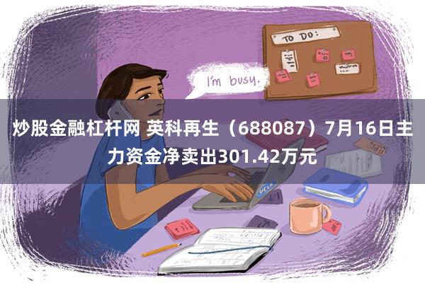 炒股金融杠杆网 英科再生（688087）7月16日主力资金净卖出301.42万元