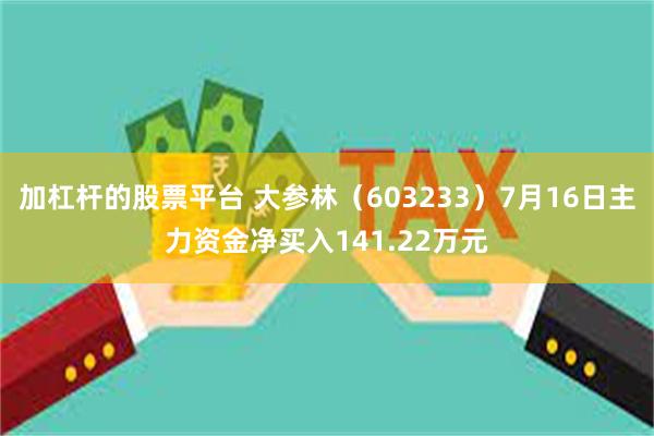 加杠杆的股票平台 大参林（603233）7月16日主力资金净买入141.22万元