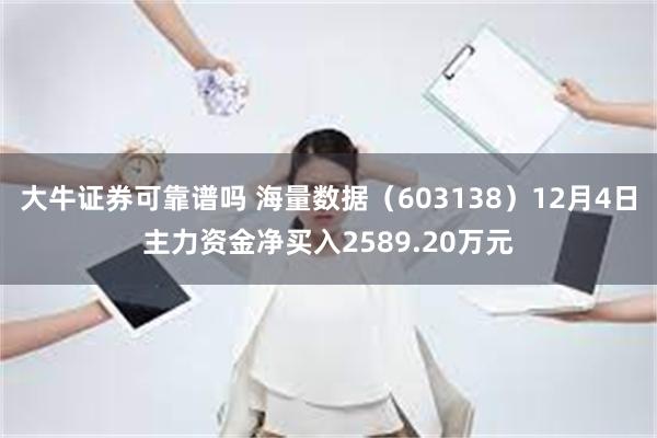 大牛证券可靠谱吗 海量数据（603138）12月4日主力资金净买入2589.20万元